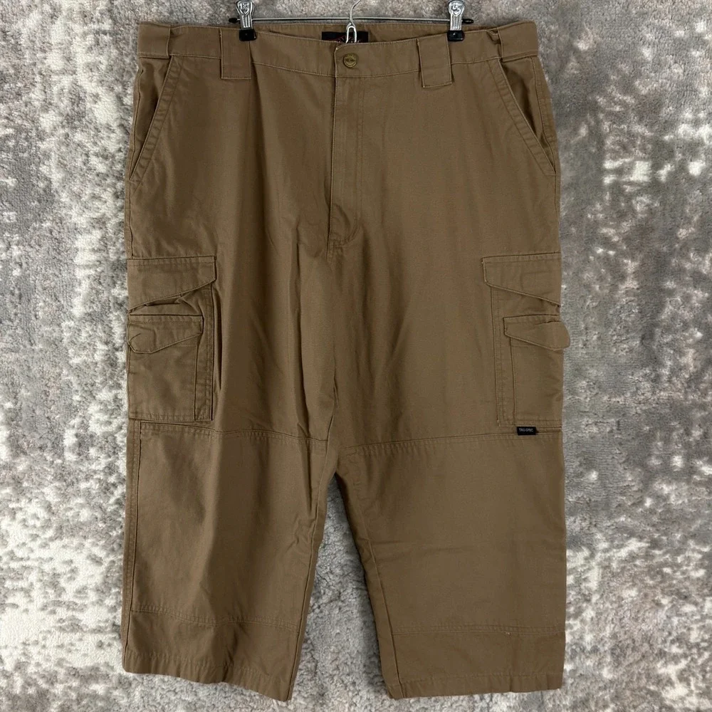 Tru Spec Size 42/30 L Cargo Cropped Capri Pants Brown Button Zip Outdoor‎